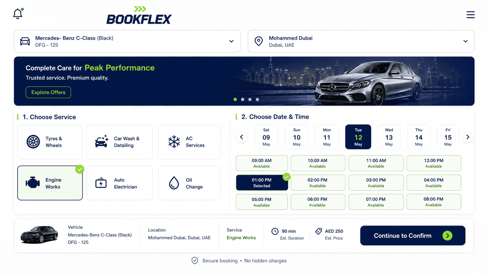 Bookingflex customer app screen