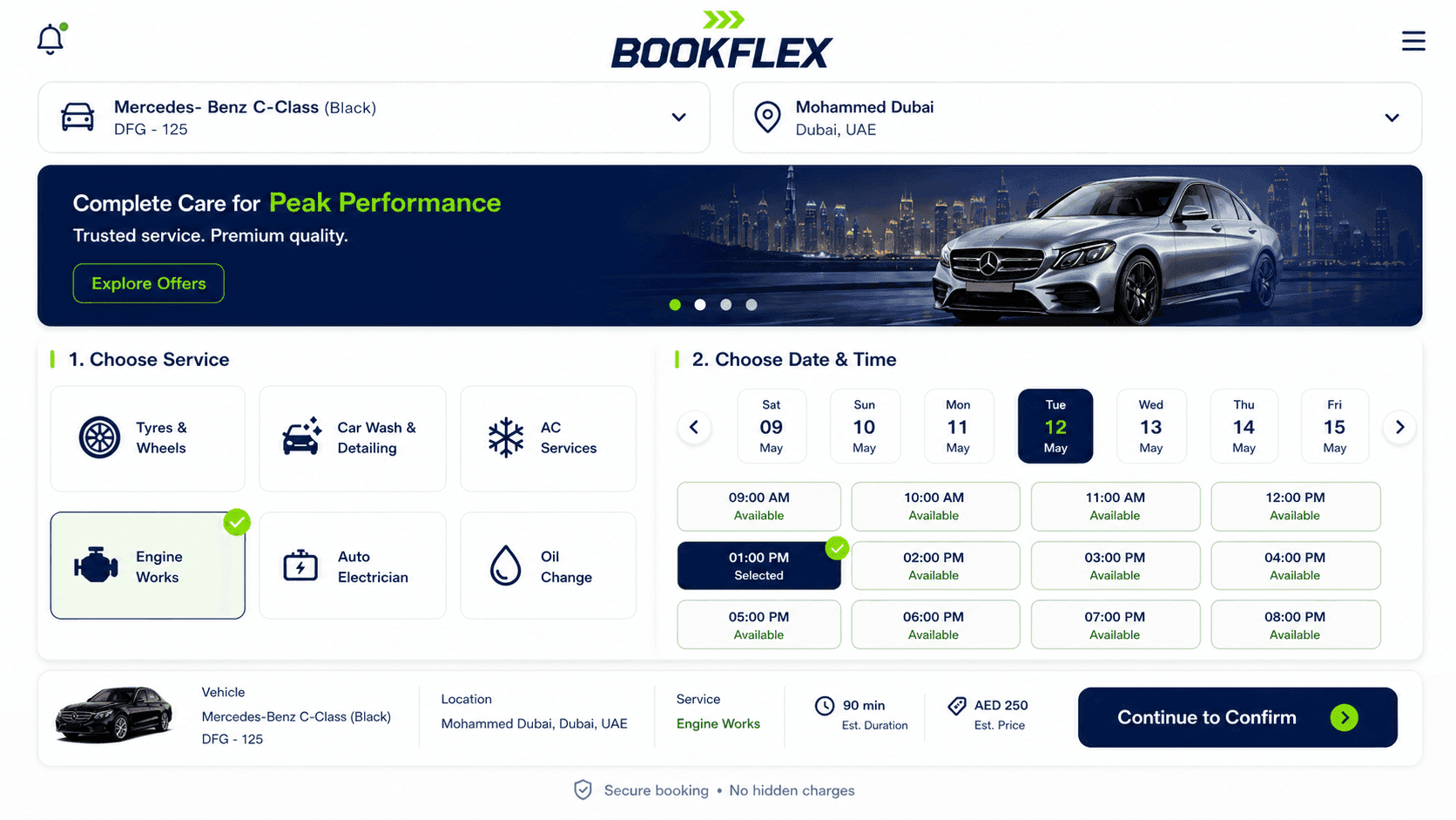 Bookingflex customer app Screen